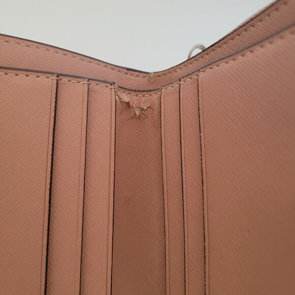 Tory Burch Pink Leather Zip Around Medium Credit Card Wallet Compact Logo - Picture 5 of 12